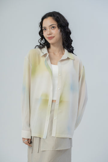 Ombré Gradient Long Sleeve Blouse (Green Gradient)