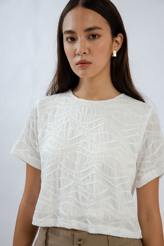 Textured Crop Top (Ivory)