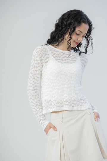 Camelia Button Lace Long Sleeve (Ivory)