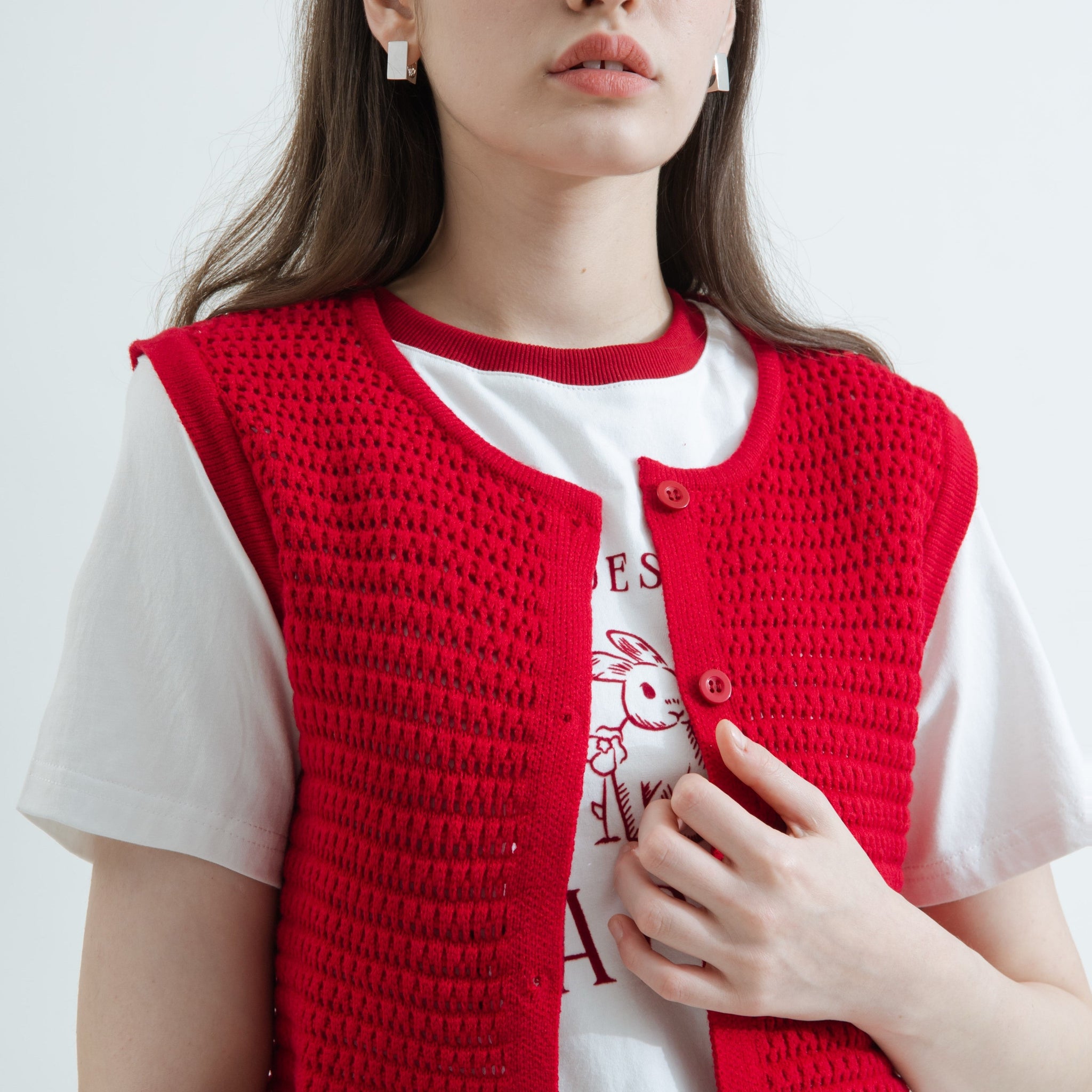 Eco Hollow Knit Top (Red)