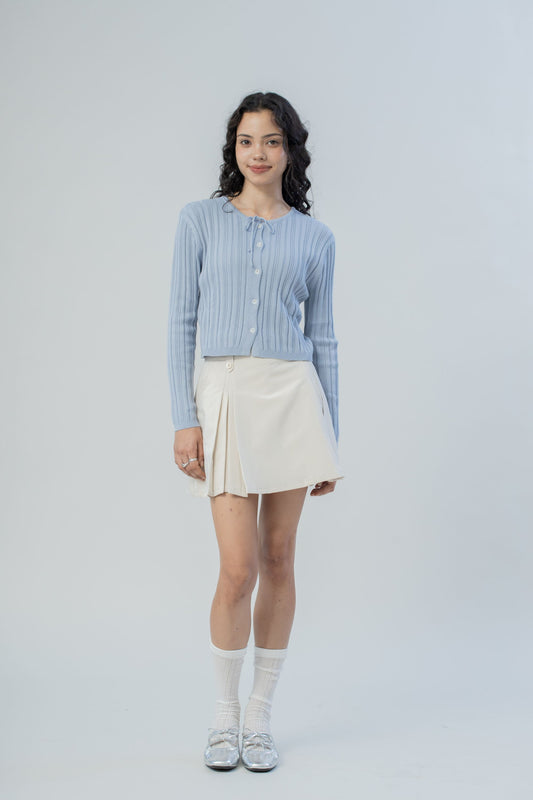 Elise Ribbon Knit Cardigan (Blue)