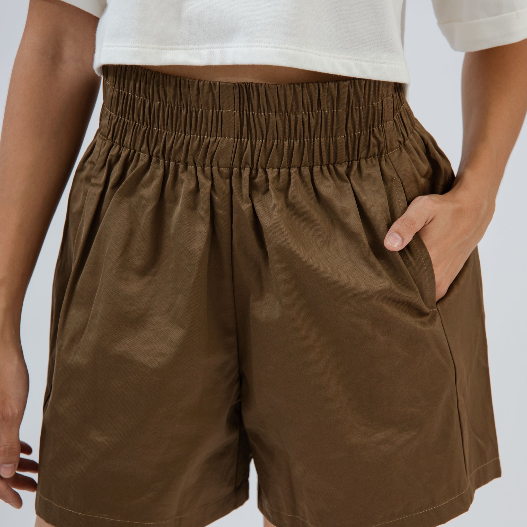 Cozy A-Line Shorts (Khaki Brown)