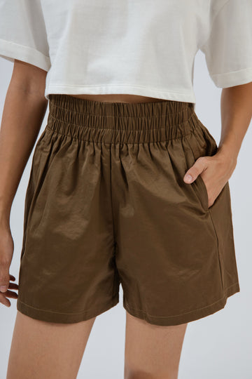Cozy A-Line Shorts (Khaki Brown)