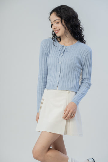 Elise Ribbon Knit Cardigan (Blue)