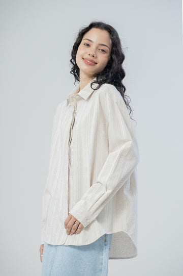 Sahara Stripes Long Sleeve Shirt (Beige)