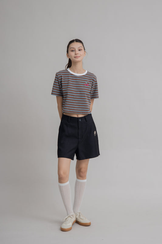 LULU Embroidery V Cut Shorts (Black)