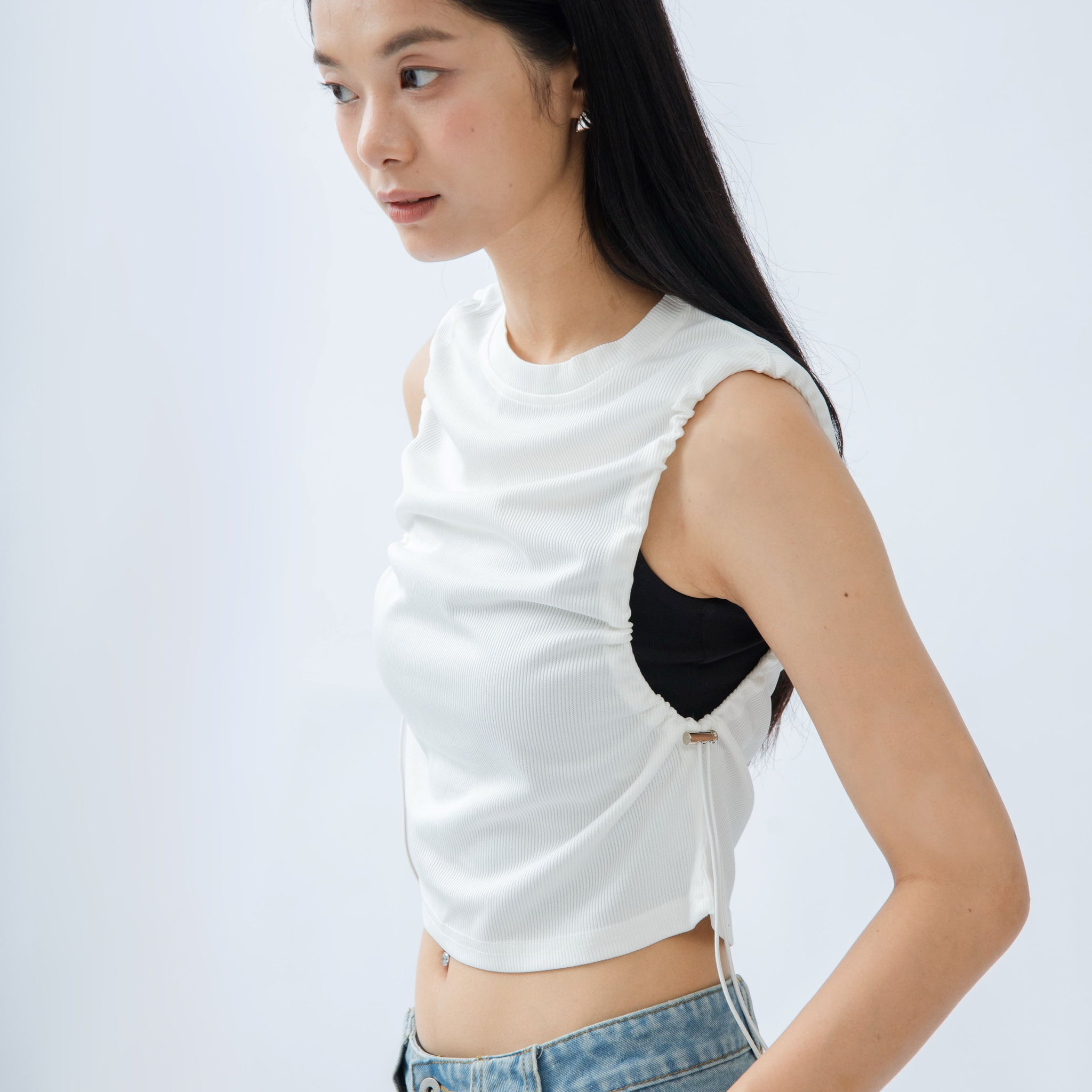 Drawstring Armhole Top (Ivory)