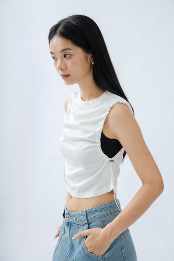 Drawstring Armhole Top (Ivory)