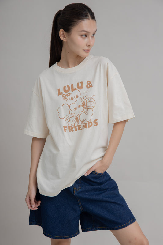 LULU & FRIENDS Oversize Print Tee (Beige)