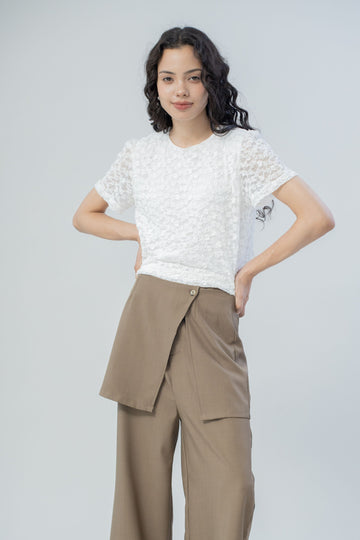 Soft Lace Short Sleeve Top (Ivory)