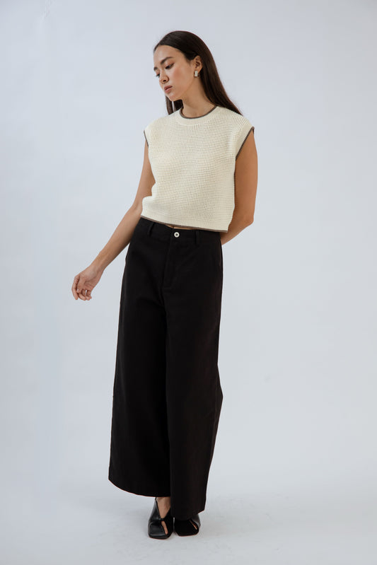 Britney Cotton High Waist Pants (Black)