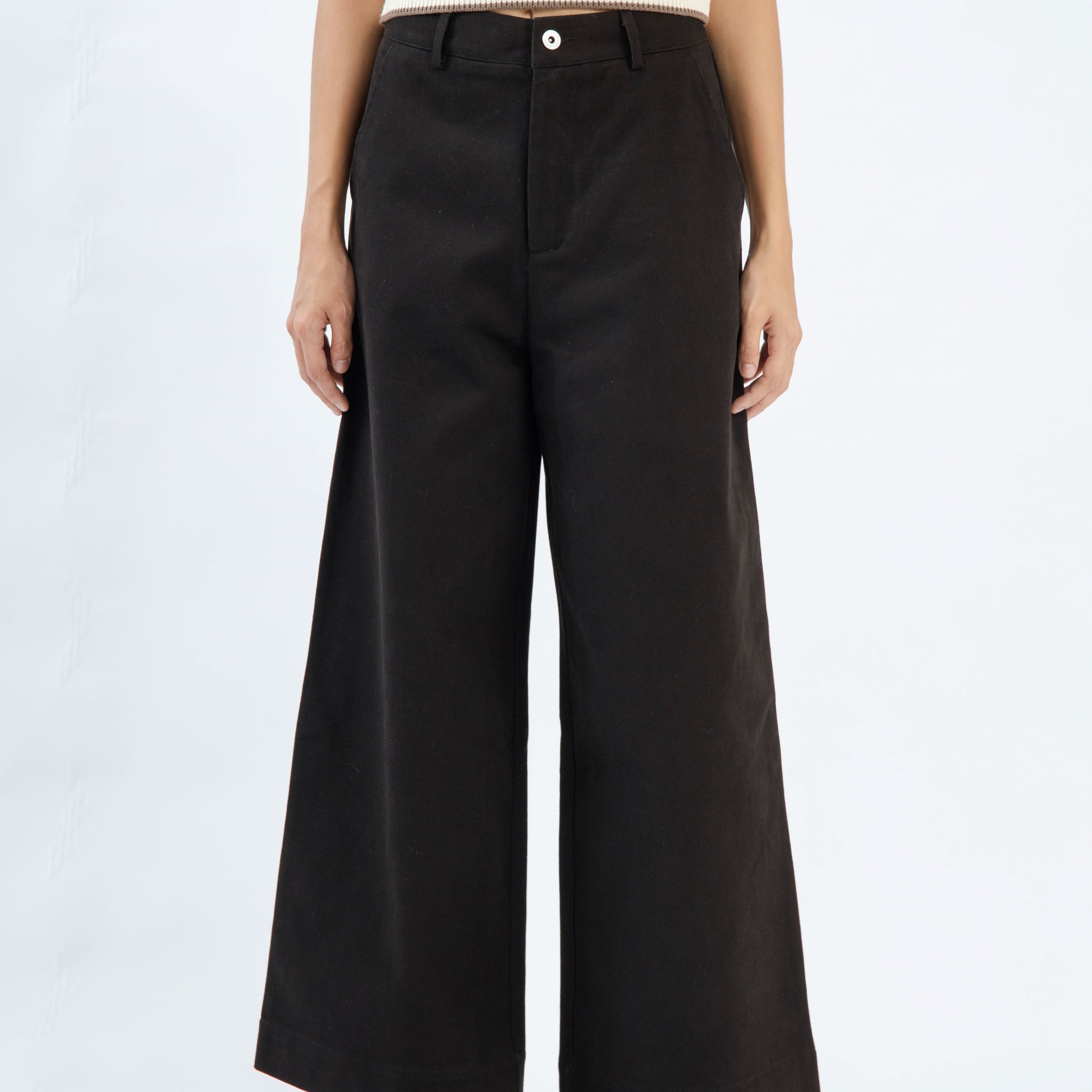 Britney Cotton High Waist Pants (Black)