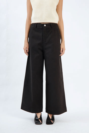 Britney Cotton High Waist Pants (Black)