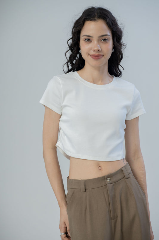 Short Sleeve Gathered Waist Tee