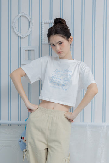 LULU & FRIENDS Ballet Print Crop Tee (Ivory)