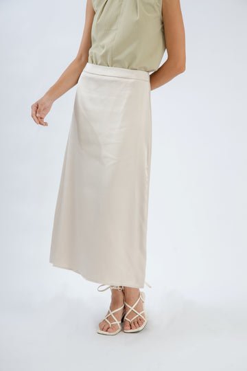 Vina Satin Long Skirt (Bone)