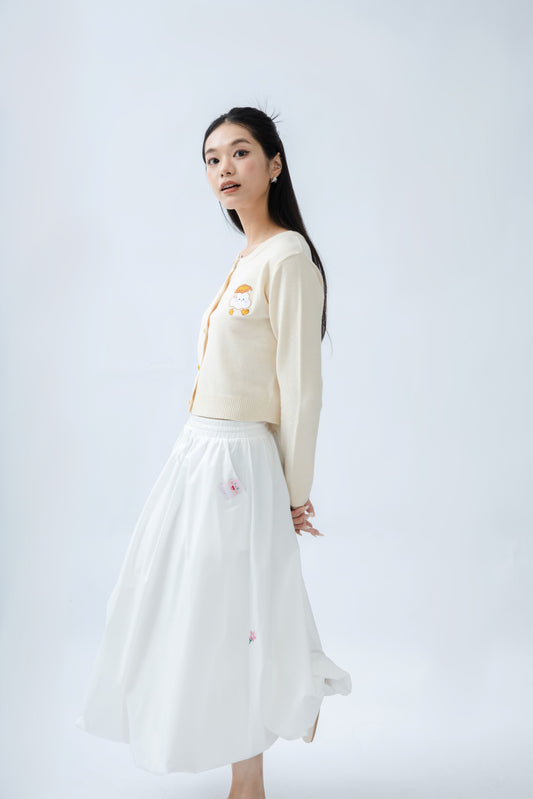 Drawstring Balloon Skirt (White)