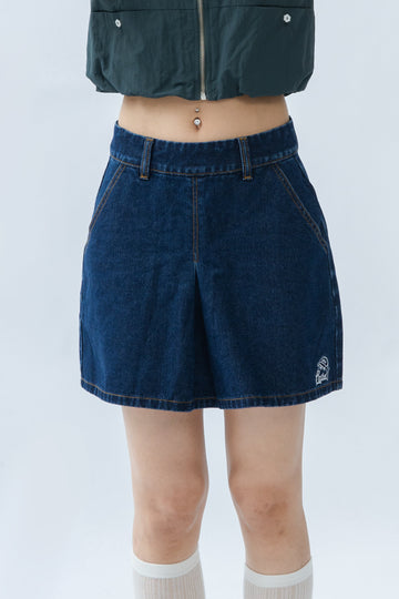 LULU Front Pleated Skirt (Denim)