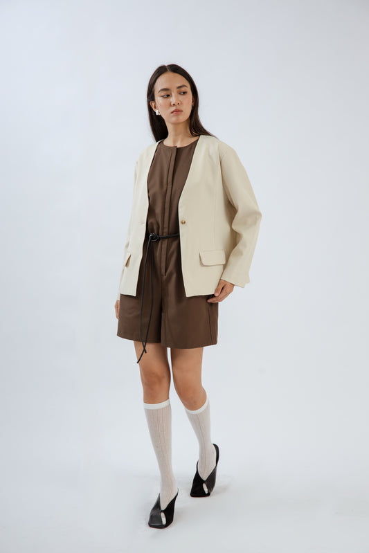 Oversized Pocket Blazer (Beige)