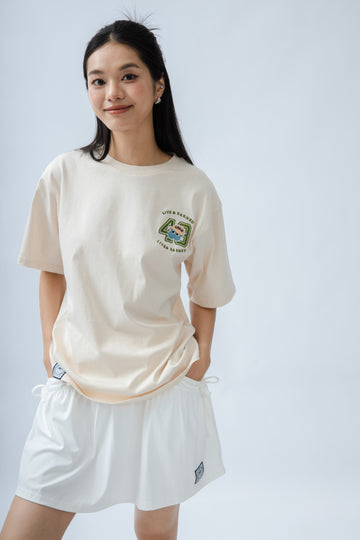 LULU Embroidery Graphic Tee (Beige)