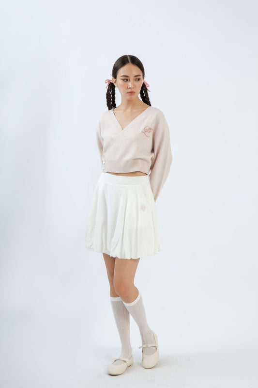 LULU Ribbon Embroidery Balloon Skirt (Ivory)