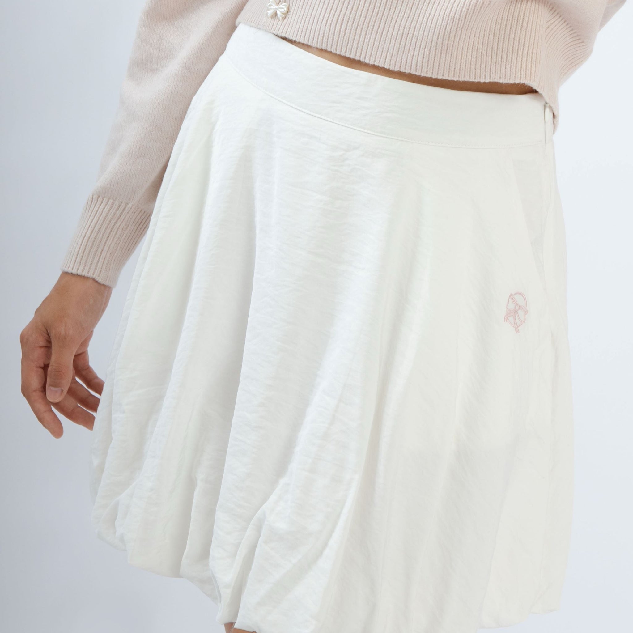 LULU Ribbon Embroidery Balloon Skirt (Ivory)