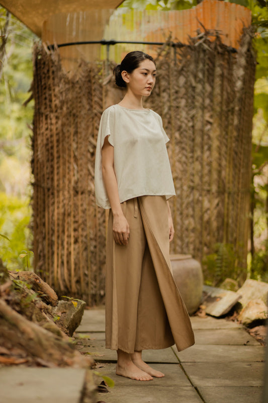 Overlap Wide Leg Pants (Khaki)