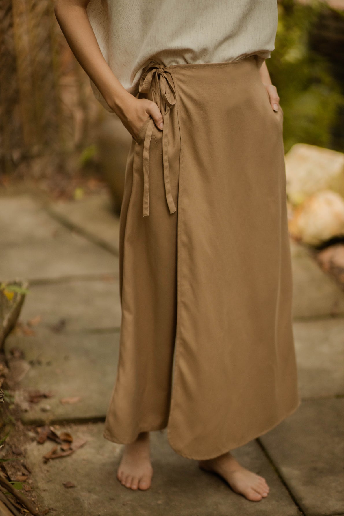 Overlap Wide Leg Pants (Khaki)