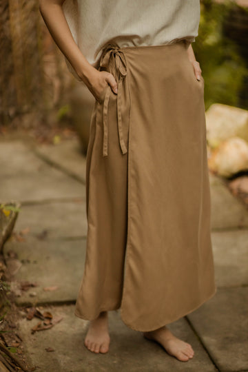 Overlap Wide Leg Pants (Khaki)