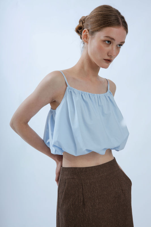 Puffy Spaghetti Strap Top (Light Blue)