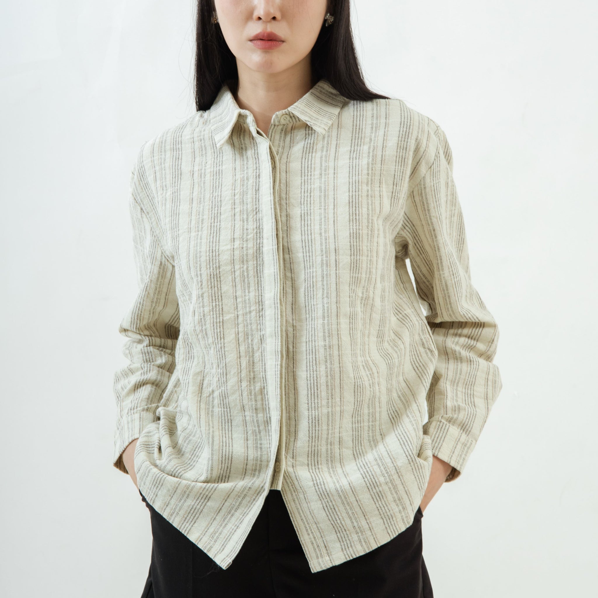 Boyfriend Textured Shirt (Striped)