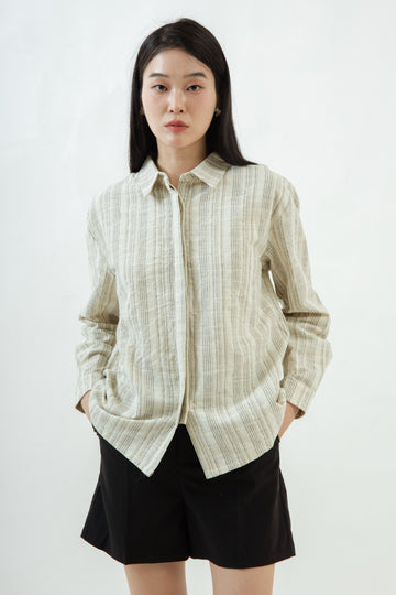 Boyfriend Textured Shirt (Striped)