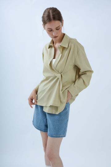 Multi-Wear Loose Cut Long Sleeve Shirt (Green)