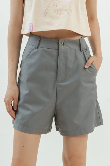 LULU Embroidery Blooming Pocket Tailored Shorts (Grey)
