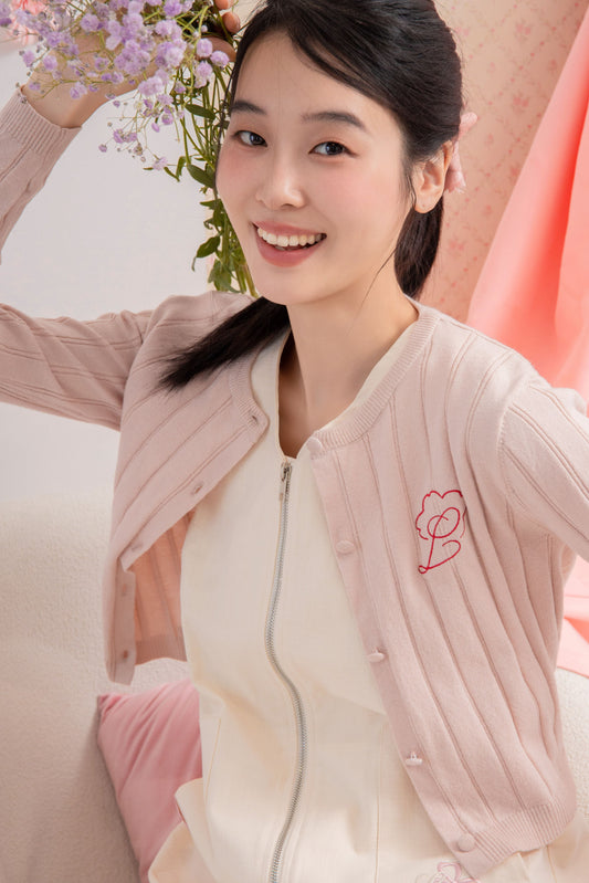 LULU Spring Club Knit Cardigan (Pink)