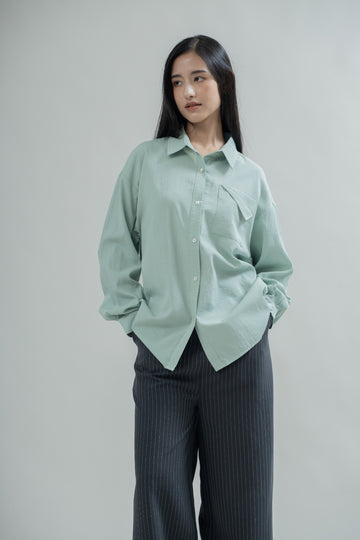 Folded Pocket Long Sleeve Shirt (Green)