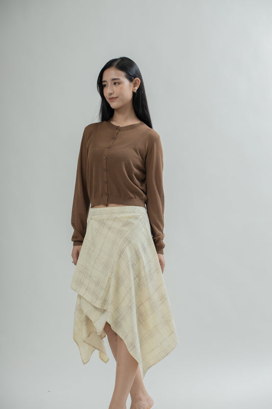 Elowra Sheer Knit Cardigan (Brown)