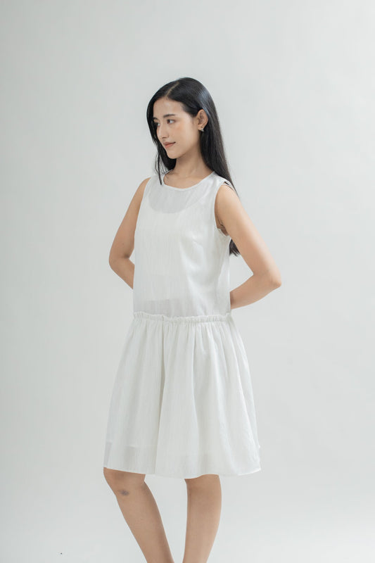 Semi-Sheer Ruffled Dress (Lt Grey)