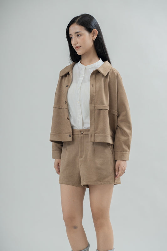 Aspen Button Suede Jacket (Khaki)