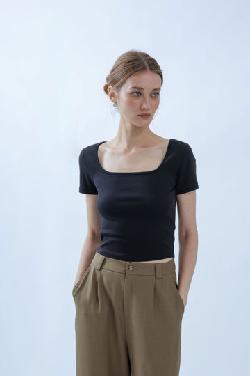 Basic Square Neck Short Sleeve Tee