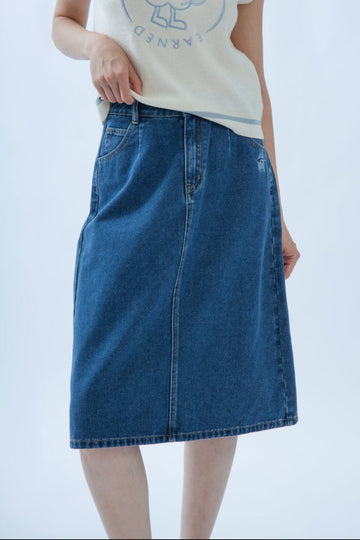 LULU Denim Long Skirt (Denim)
