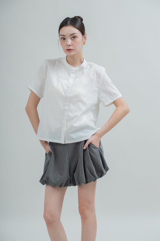 Sylvie Button Sheer Blouse (Marble)