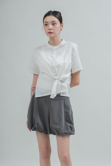 Sylvie Button Sheer Blouse (Marble)