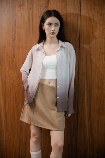 Gradient Sheer Long Sleeve Blouse (Pink Gradient)