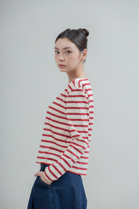Breton Striped Long Sleeve (Red Stripes)