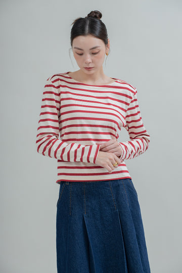 Breton Striped Long Sleeve (Red Stripes)