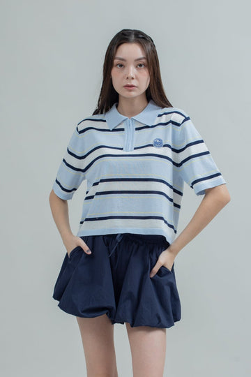 LULU & FRIENDS Multi-Stripes Knit Polo (Light Blue Stripes)