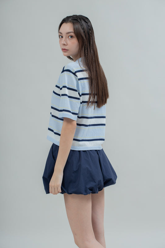 LULU & FRIENDS Multi-Stripes Knit Polo (Light Blue Stripes)