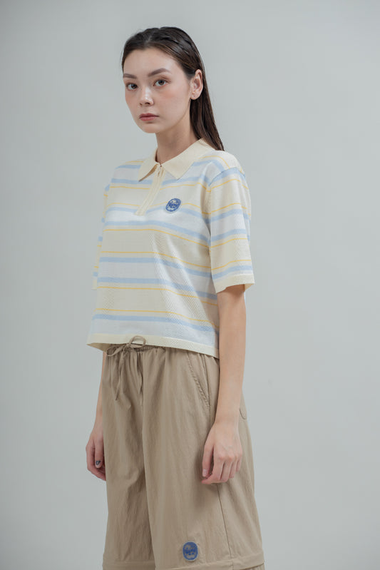 LULU & FRIENDS Multi-Stripes Knit Polo (Beige Stripes)