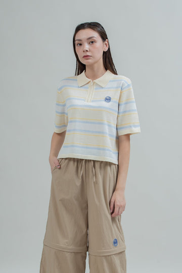LULU & FRIENDS Multi-Stripes Knit Polo (Beige Stripes)